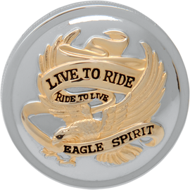 Live To Ride Gas Cap - Chrome With Gold - Non-Vented