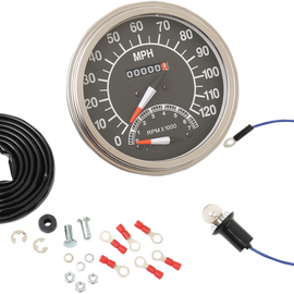 5" MPH FL-Style 1:1 Speedometer with Tachometer - '68-'84 Black Face