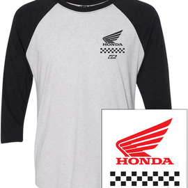 Honda Wing Baseball T-Shirt - White/Black - Large