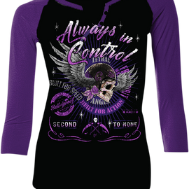 Women's Control T-Shirt - Black/Purple - 1XL