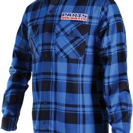 Parts Long-Sleeve Flannel Shirt - Blue/Black - 4XL