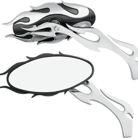 Flame Oval Mirror - Black/Chrome