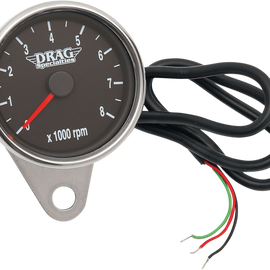 2.4" Mini Electronic Tachometer - Polished - Backlit LED Black Face