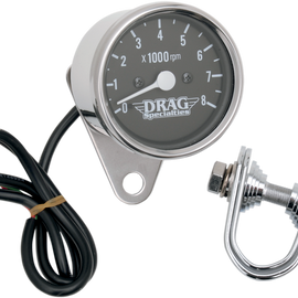 2.4" Mini Electronic Tach - Stainless Steel Housing - Backlit LED Black Face