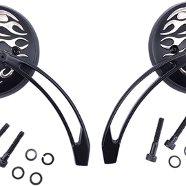 Espejo Flame Skull 4.5" - Negro Matte