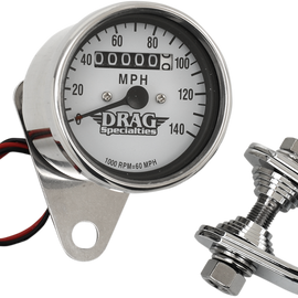 2.4" MPH Mini LED Mechanical Speedometer/Indicators - Chrome Housing - White Face - 1:1
