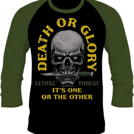 Death or Glory 3/4 Sleeve T-Shirt - Black/Olive - Large