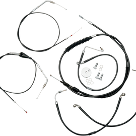 Standard Black Vinyl Braided Handlebar Cable/Brake Line Kit For 18" - 20" Ape Hanger Handlebars9996695