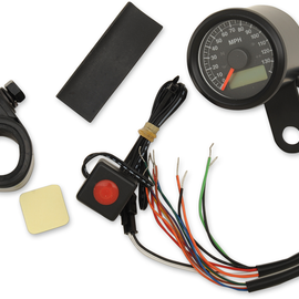 1-7/8" Programmable Speedometer with Indicator Lights - Gloss Black - 120 MPH LED Black Face