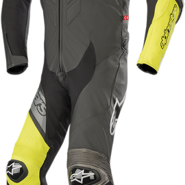 GP Plus Venom 1-Piece Leather Suit - Black/Yellow Fluorescent/Gray - US 48 / EU 58