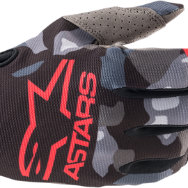 Youth Radar Gloves - Gray/Camo/Red - 2XS