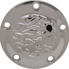 Flaming Skull Points Cover - Chrome - Twin Cam