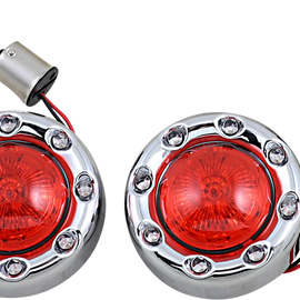 Bullet Turn Signal 1156 - Chrome - Red Lens