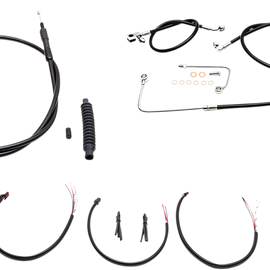 Handlebar Cable/Brake Line Kit - Complete - 15" - 17" Ape Hanger Handlebars - Black Vinyl