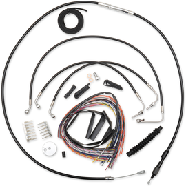 Complete Black Vinyl Braided Handlebar Cable/Brake Line Kit for 15" - 17" Ape Hanger Handlebars24503798