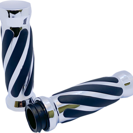 Chrome Twisted Rubber Grips for TBW