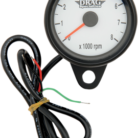 2.4" Mini Electronic Tachometer - White - Backlit LED Black Face