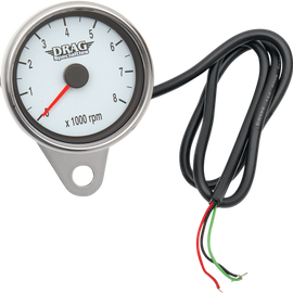 2.4" Mini Electronic Tachometer - Polished - Backlit LED White Face