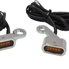 LED Handlebar Marker Lights - XL - Chrome/Amber