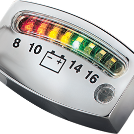 LED Battery Gauge - Chrome - 2" x 3/4" x 3/16"